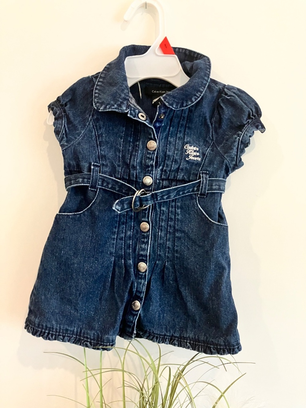 Calvin Klein Baby Denim Belted Dress – 6–9 Months - Picture 2 of 5